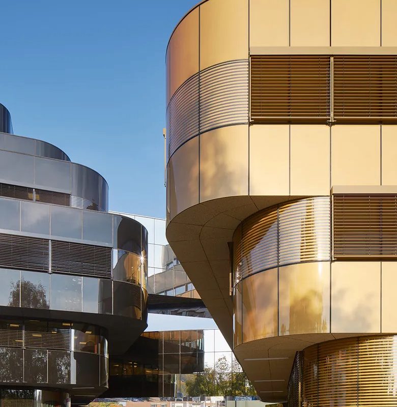Curved golden facade