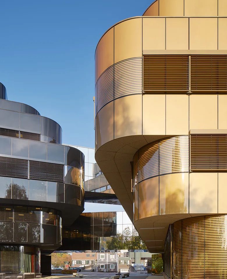Curved golden facade