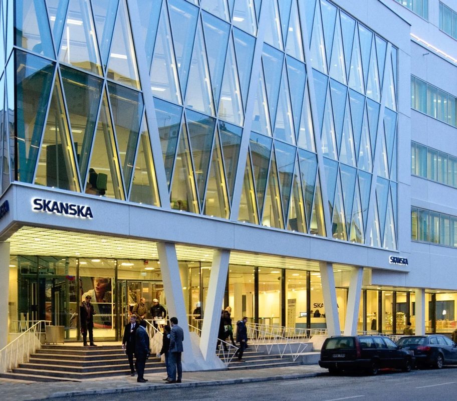 Skanska office building with a glass facade